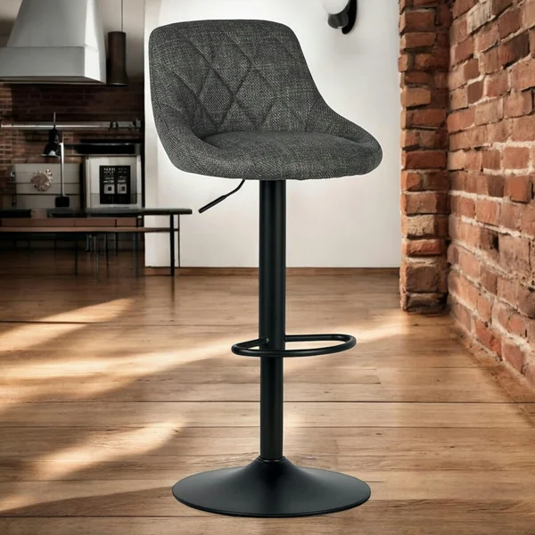 Chaise de bar hauteur réglable tissu gris (lot de 2) MALMOE