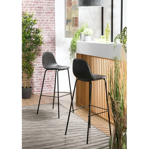 Chaise de bar noir TIM (lot de 2)
