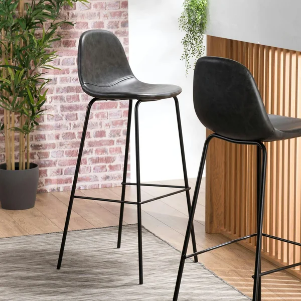 Chaise de bar noir TIM (lot de 2)