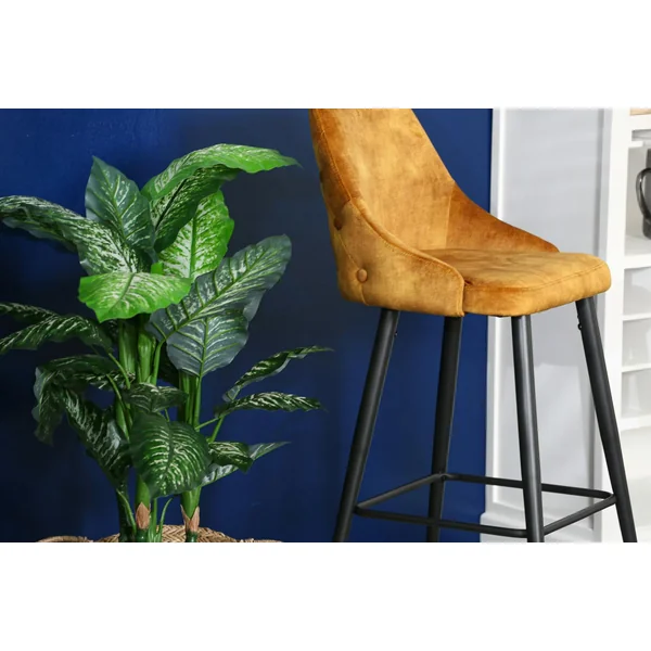Chaise de bar velours ocre (lot de 2) MALMOE