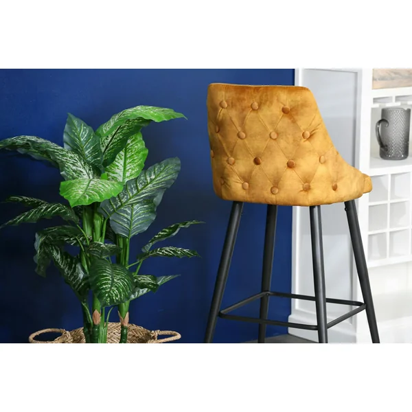 Chaise de bar velours ocre (lot de 2) MALMOE