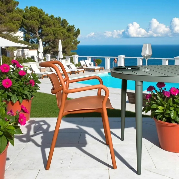 Chaise de jardin design orange, empilable (lot de 2) PINETO