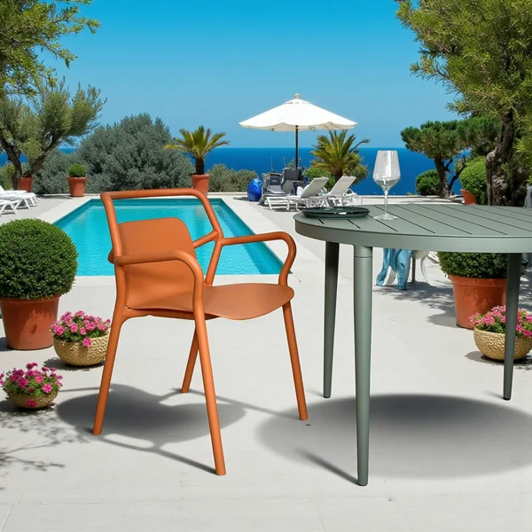 Chaise de jardin design orange, empilable (lot de 2) PINETO
