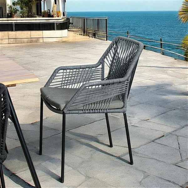 Chaise de jardin en corde tressée grise GRENADE