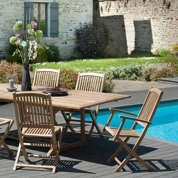Chaise de jardin en teck avec accoudoirs (lot de 2) SUMMER