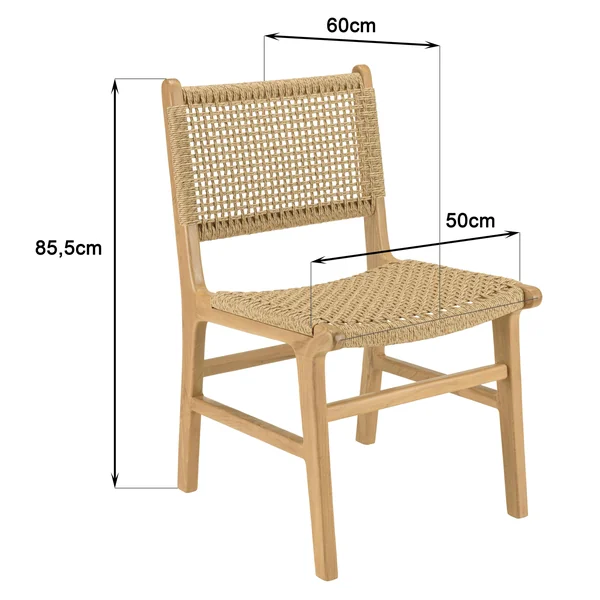 Chaise de jardin en teck tressage couleur naturelle (lot de 2) SUMMER