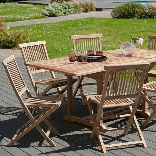 Chaise de jardin en teck à bords droits (lot de 2) SUMMER