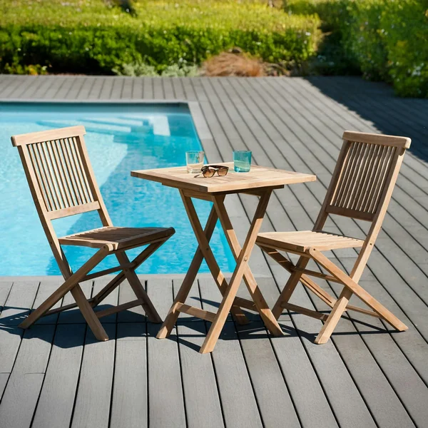 Chaise de jardin en teck à bords droits (lot de 2) SUMMER