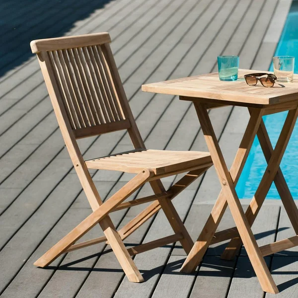 Chaise de jardin en teck à bords droits (lot de 2) SUMMER