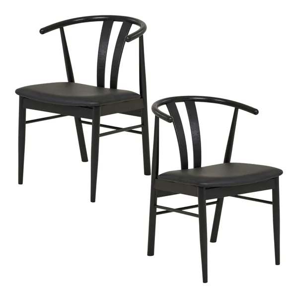 Chaise de salle à manger design noire en bois de hêtre (lot de 2) BERLIN