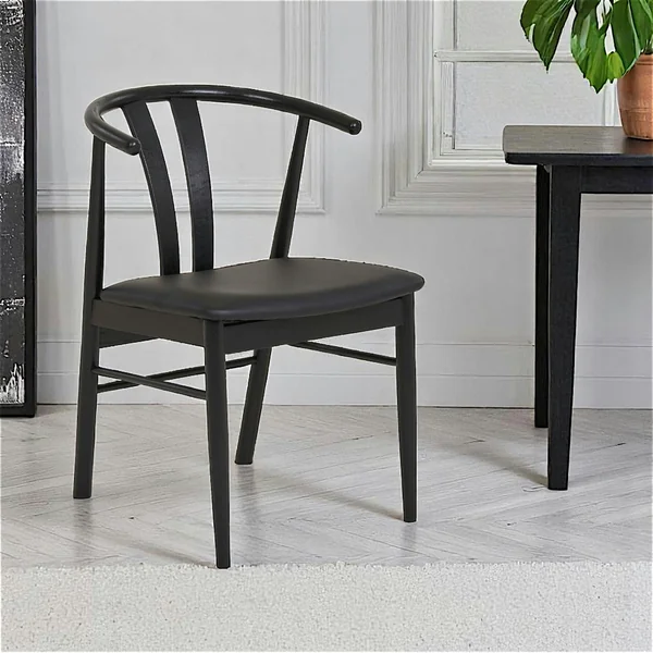 Chaise de salle à manger design noire en bois de hêtre (lot de 2) BERLIN