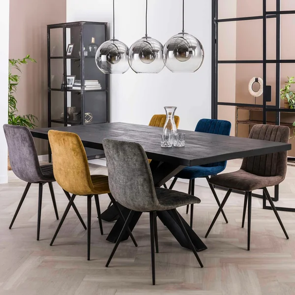Chaise de salle à manger en velours bleu JAVA (lot de 2)