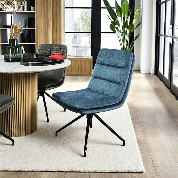 Chaise de salle à manger pivotante en velours bleu (lot de 2) PALERME