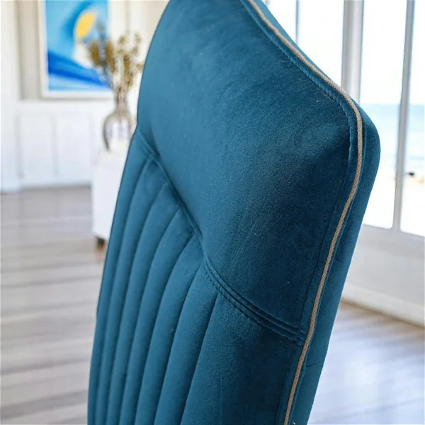 Chaise de salle à manger velours bleu (lot de 2) OKA