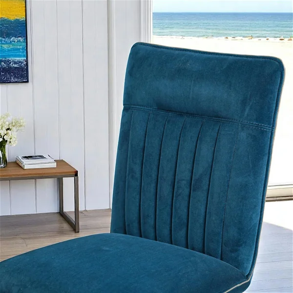 Chaise de salle à manger velours bleu (lot de 2) OKA