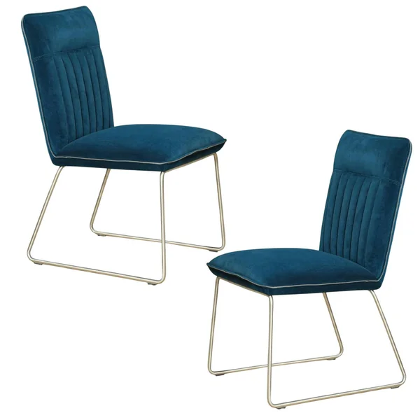 Chaise de salle à manger velours bleu (lot de 2) OKA
