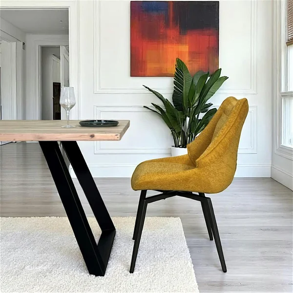 Chaise design tissu microfibre moutarde (lot de 2) IENA