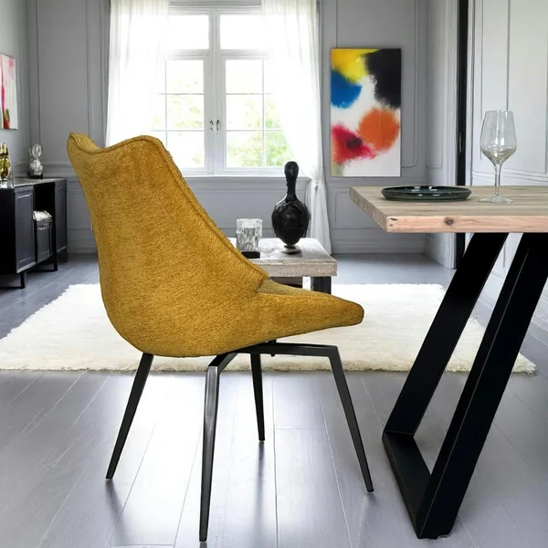 Chaise design tissu microfibre moutarde (lot de 2) IENA