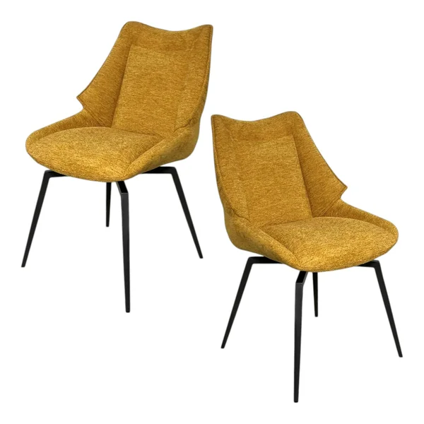 Chaise design tissu microfibre moutarde (lot de 2) IENA