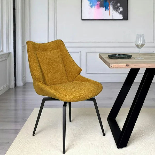 Chaise design tissu microfibre moutarde (lot de 2) IENA
