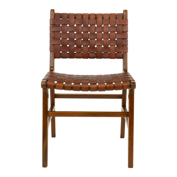 Chaise en bois et cuir tressé marron (lot de 2) MENDOZA