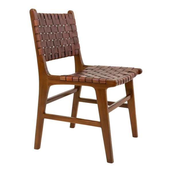 Chaise en bois et cuir tressé marron (lot de 2) MENDOZA