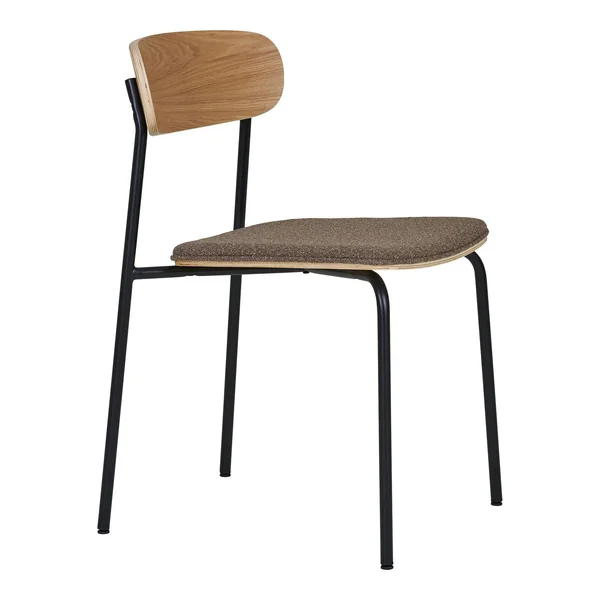 Chaise en bois style écolier avec assise tissu marron (lot de 2) BERLIN