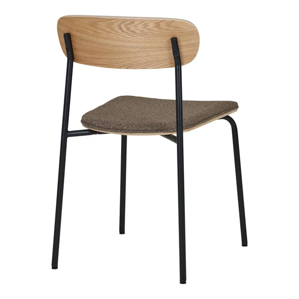 Chaise en bois style écolier avec assise tissu marron (lot de 2) BERLIN