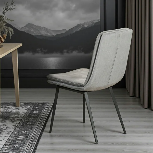 Chaise en velours gris à double coussinage (lot de 2) OKA