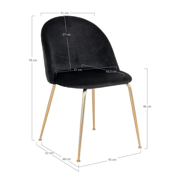 Chaise en velours noir à dossier rond (lot de 2) MONTREUX