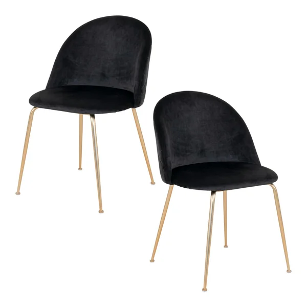 Chaise en velours noir à dossier rond (lot de 2) MONTREUX
