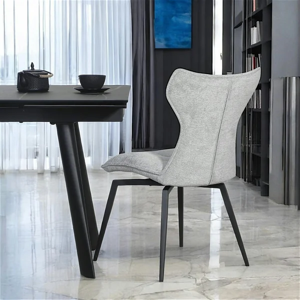 Chaise grise pivotante en velours avec passepoil (lot de 2) LOMBARDIE