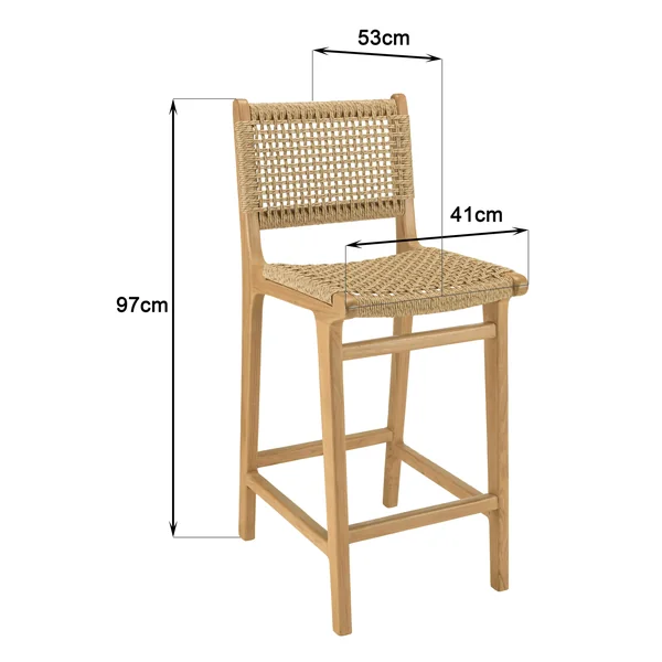 Chaise haute de jardin teck et assise tressée (lot de 2) SUMMER