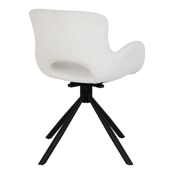 Chaise pivotante blanche en tissu bouclette, dossier ouvert (lot de 2) SAVONE