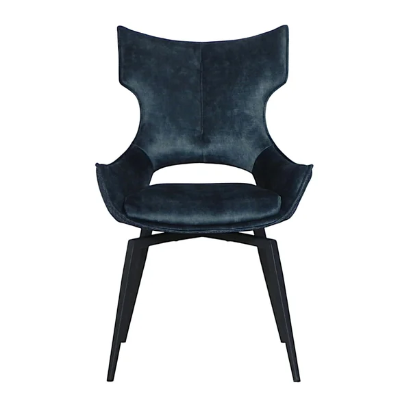 Chaise pivotante bleue bi-matière, dossier en T (lot de 2) LOMBARDIE