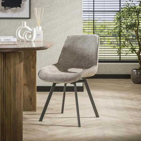 Chaise pivotante confort – beige, dos ajouré (lot de 2) ASCOLI