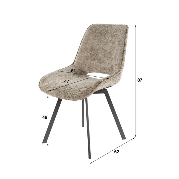 Chaise pivotante confort – grège, dos ajouré (lot de 2) ASCOLI