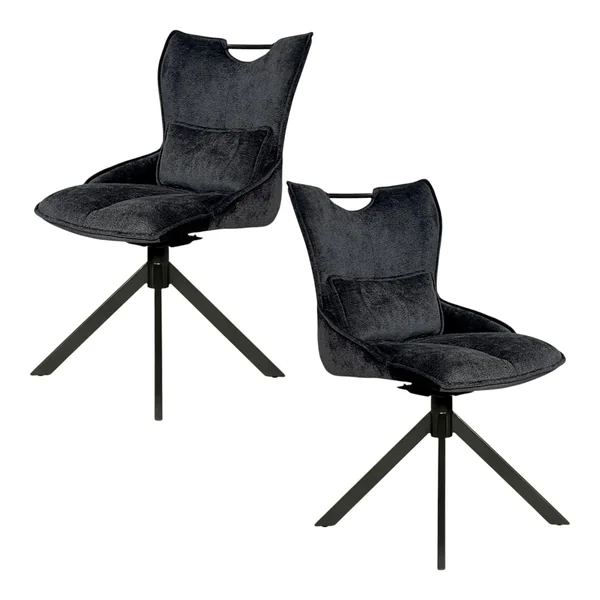 Chaise pivotante coussin et poignée tissu gris (lot de 2) IENA