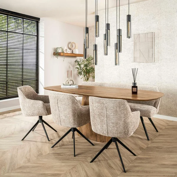 Chaise pivotante grand confort en velours texturé sable (lot de 2) MELBOURNE