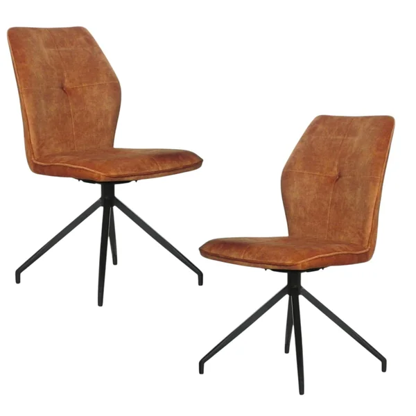 Chaise pivotante moutarde en velours patiné avec poignée (lot de 2) LOMBARDIE