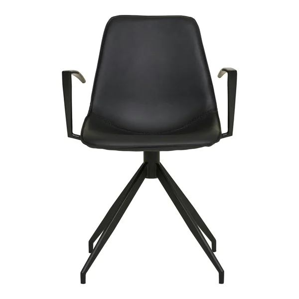 Chaise pivotante noire avec accoudoirs et motif couture (lot de 2) AMSTERDAM