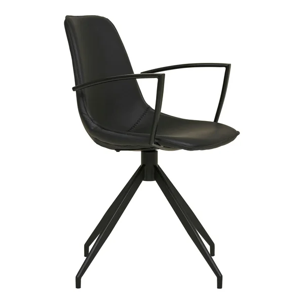 Chaise pivotante noire avec accoudoirs et motif couture (lot de 2) AMSTERDAM