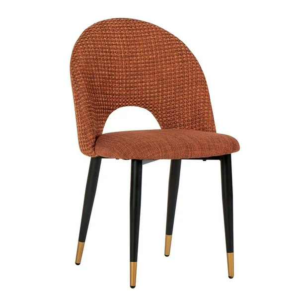 Chaise salle à manger tissu quadrillé rouille (lot de 2) MALMOE