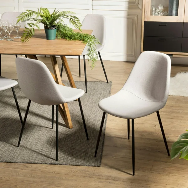 Chaise tissu beige TIM (lot de 2)