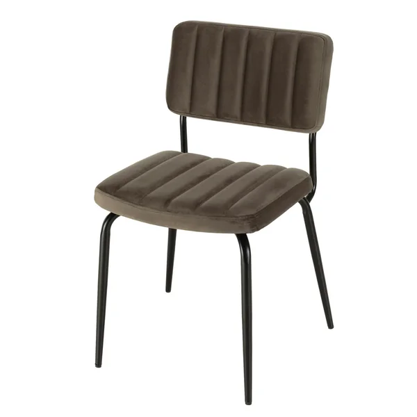 Chaise vintage en velours gris sombre TIM
