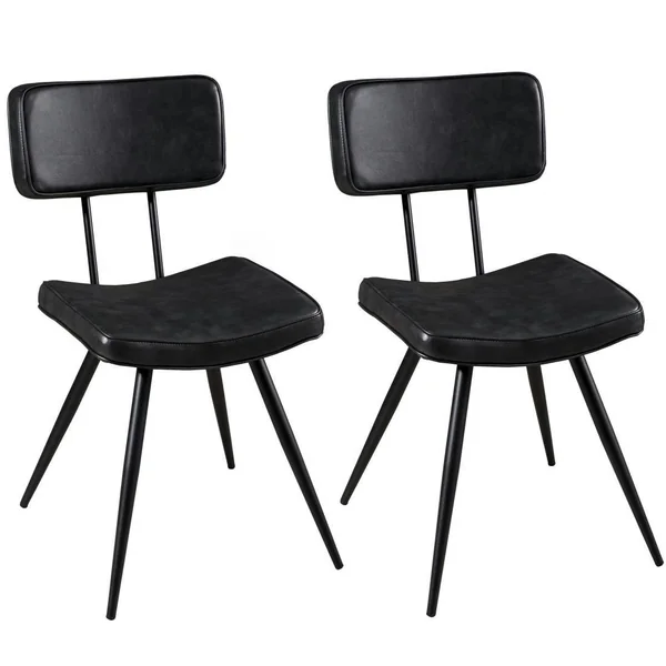 Chaise vintage tissu noir/gris anthracite (lot de 2) TIM