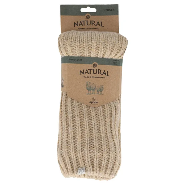 Chaussettes d'intérieur côtelées en laine coloris camel Apollo - 39/42