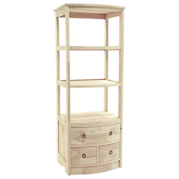 Colonne Etagère Vague Hévéa 3 tiroirs, 3 étagères 60x50x159cm TRADITION