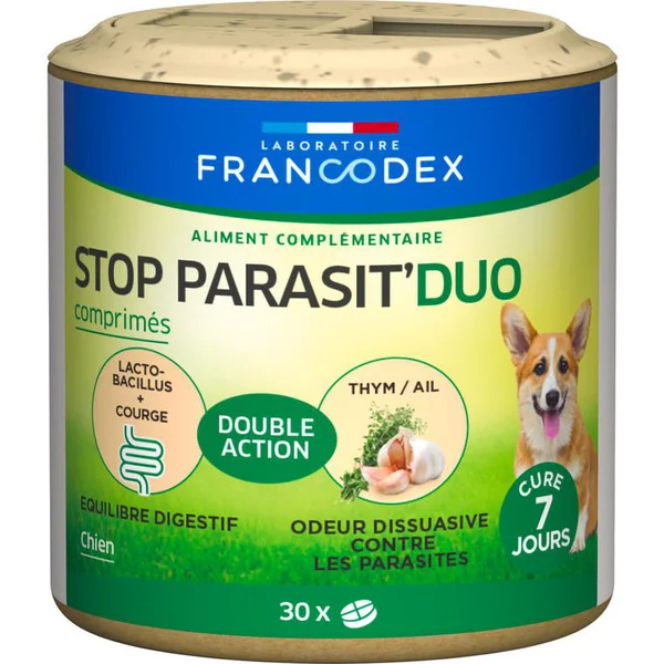 Comprimés anti-parasitaires pour chien Francodex Stop Parasit' Duo – x 30