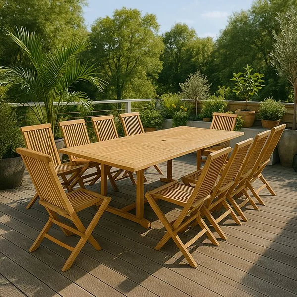 CONCEPT USINE Kajang 10 Rectangulaire - Salon De Jardin En Teck 10 Personnes